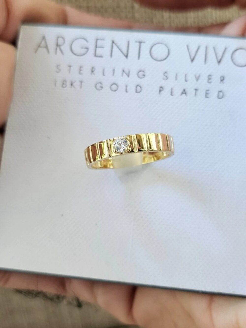 Argento Vivo Ring 18KT Gold Plated Over Sterling Silver Fine Jewelry Size 7 New - Picture 5 of 10